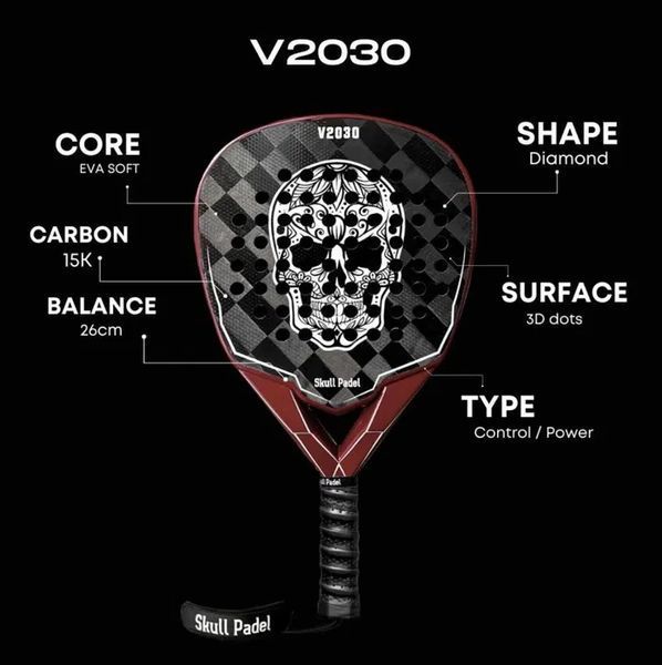 Ракетка для падел-тенісу Skull Padel V2030 Black Red 15K 120328 фото