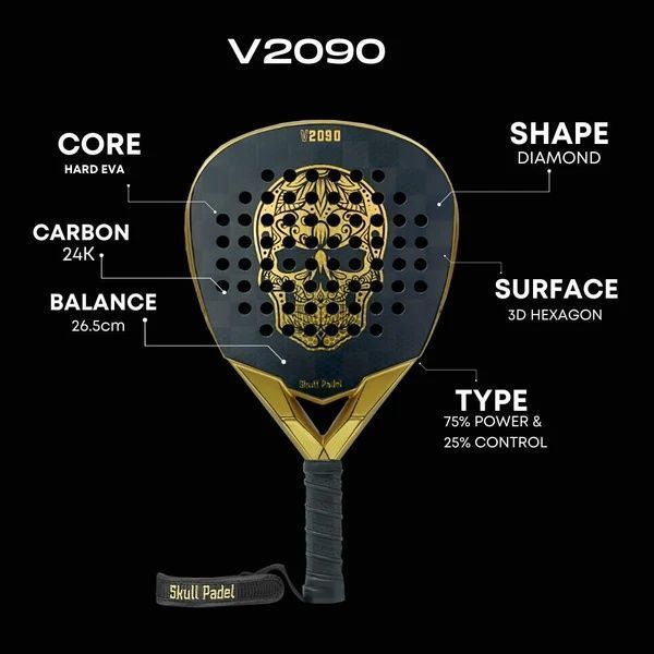 Ракетка для падел-тенісу Skull Padel V2090 Black Gold 24K 120337 фото