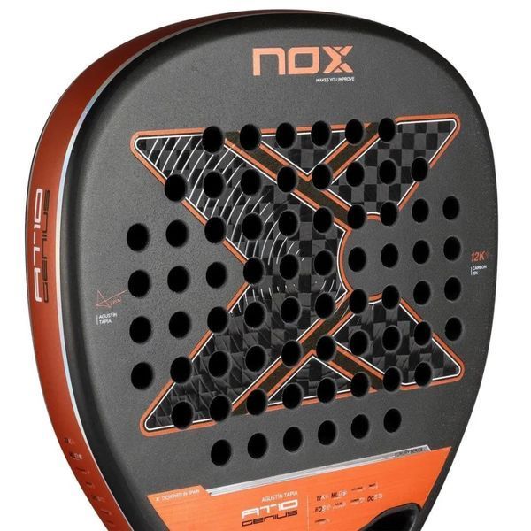 Ракетка для  падел-тенісу Nox AT10 GENIUS 12K RACKET BY AGUSTIN TAPIA 2025 сіра/помаранчева 120024 фото